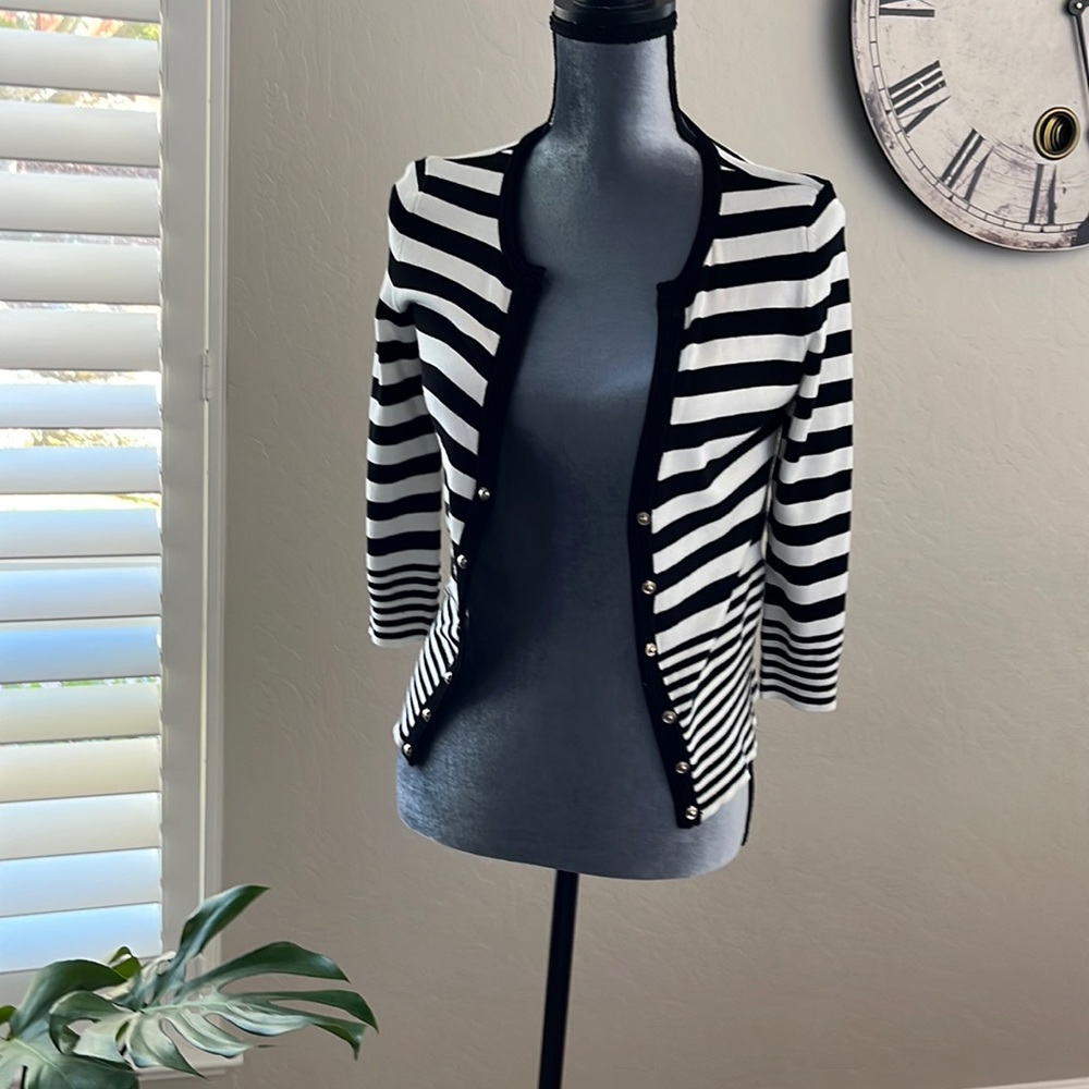 White House Black Market Snap front striped cardigan